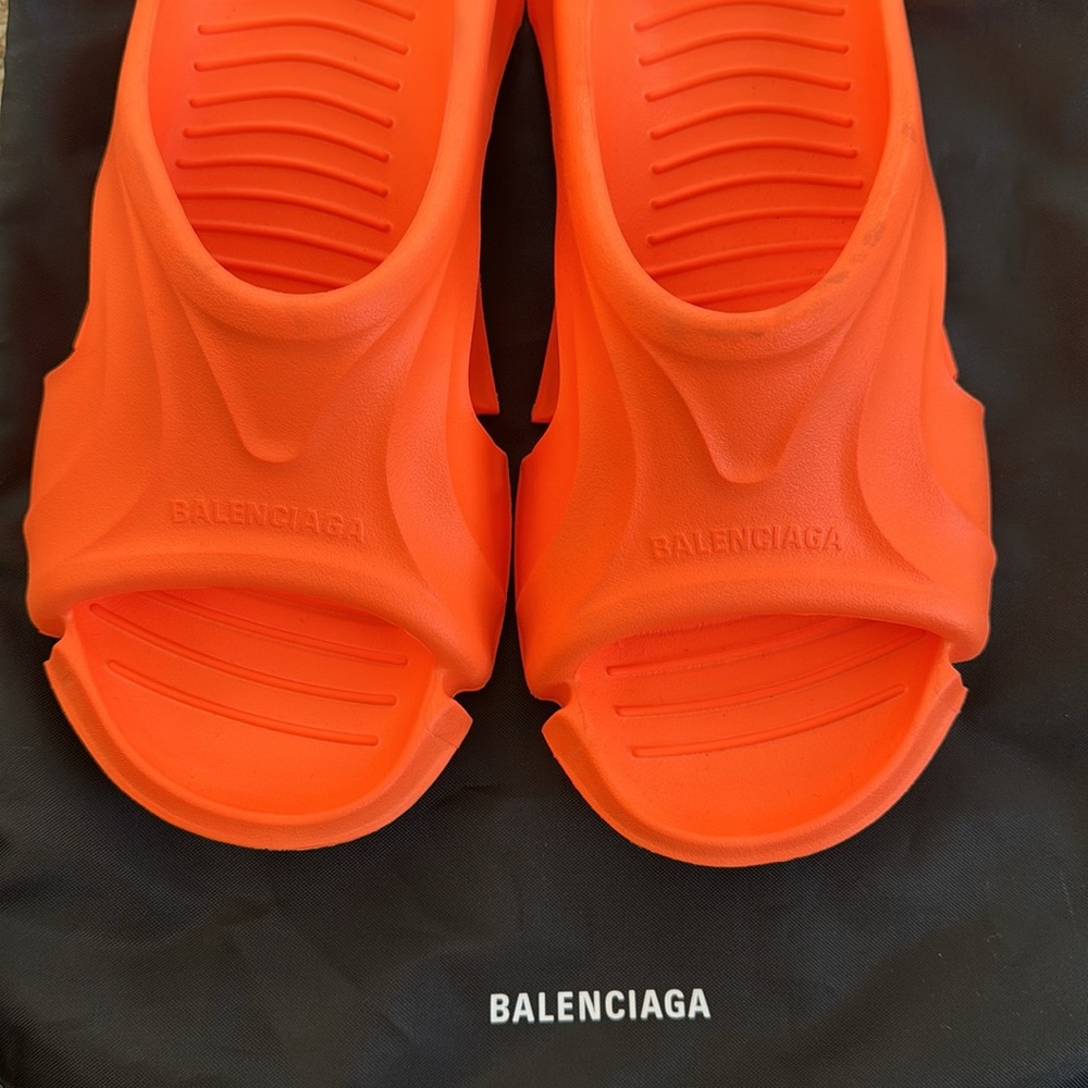 Balenciaga Orange Foam Slide Sandals - Picture 6 of 9